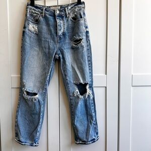 PacSun Mom Jeans Distressed Cropped 21” Inseam Light Wash Size 26